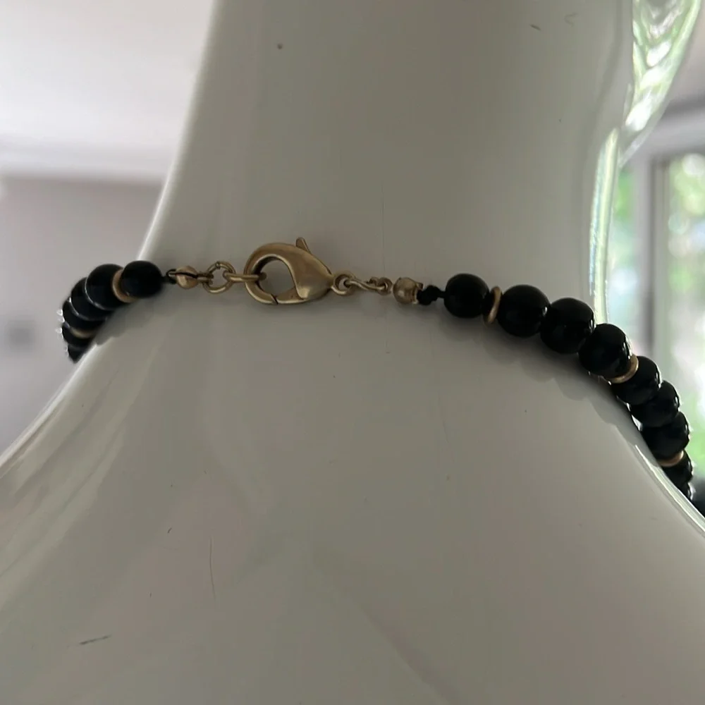 27” Black and Red Lucite w 5” Tassel Asian Inspired Necklace